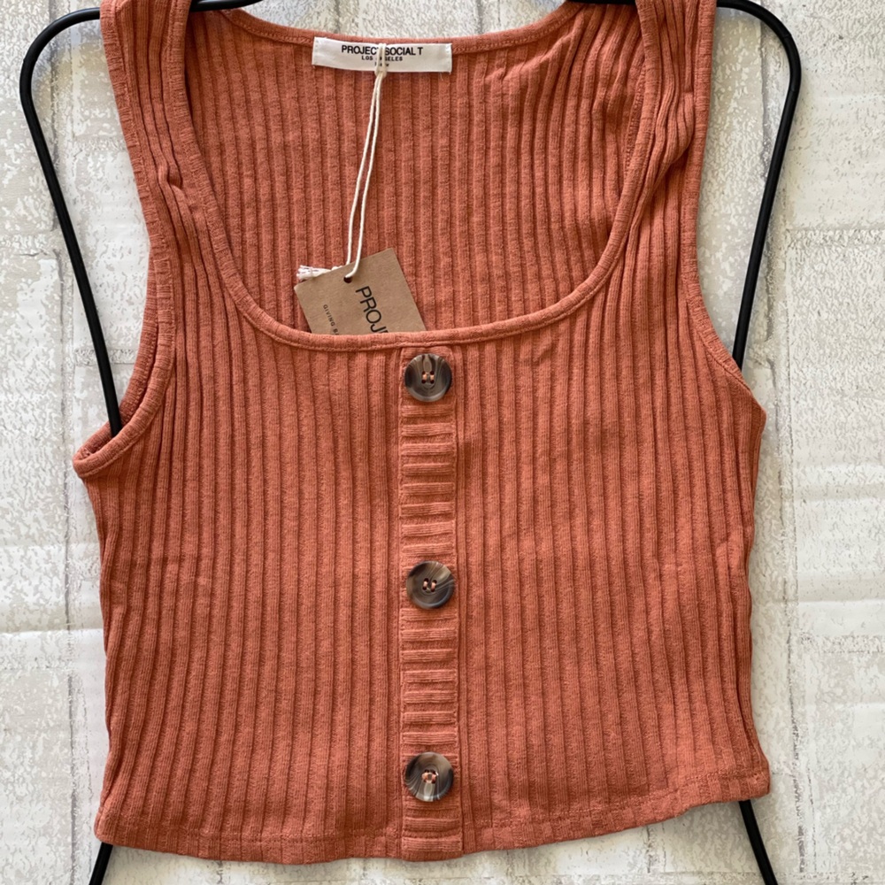 Project Social T BEFORE SUNSET Button Front Sweater Tank - Picture 7 of 14